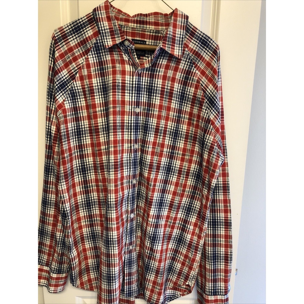 Goodthreads Men's Large Long Sleeve Button Down Plaid Cotton Oxford Cloth Shirt